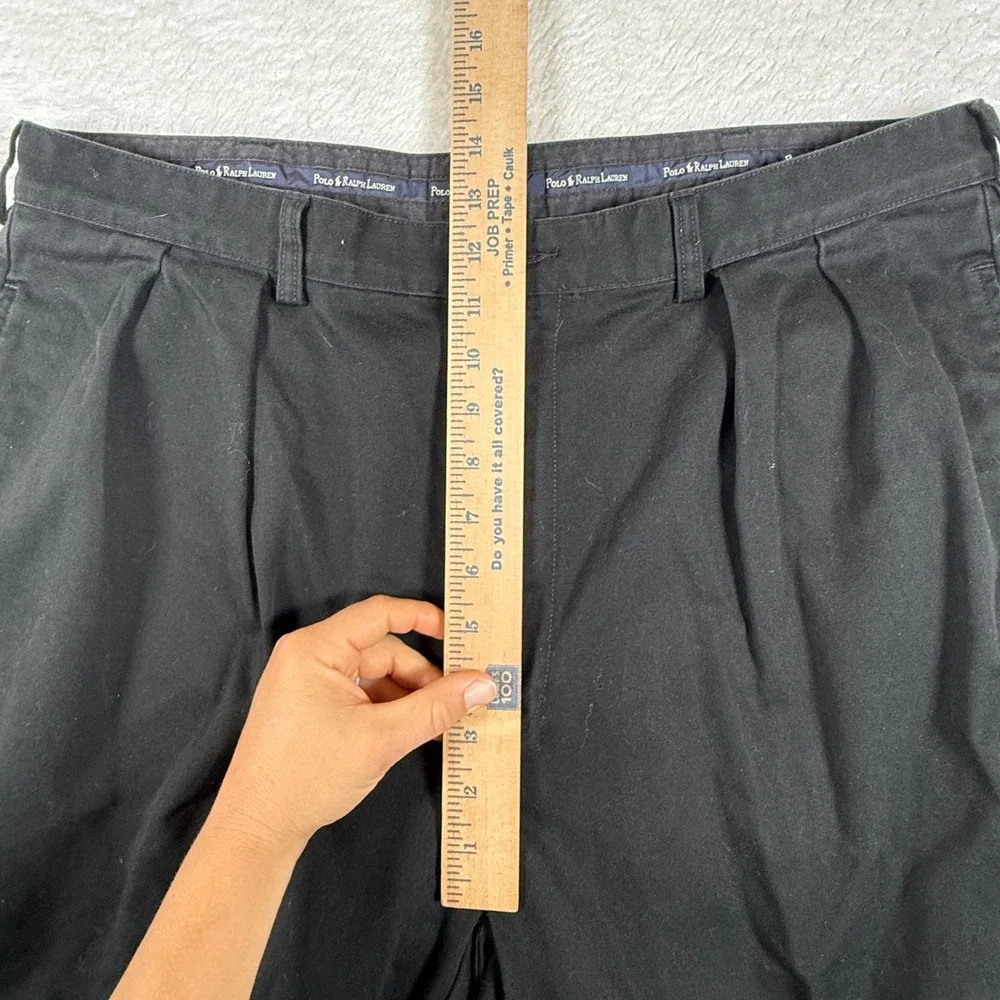 Polo Ralph Lauren Andrew Pant Mens 38/30 Pants Black Pleated Cuffed Cotton